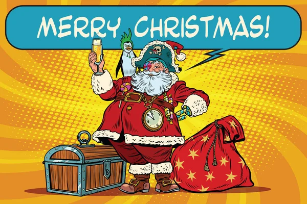 Санта-Клауса пірат побажання щасливого Різдва — стоковий вектор