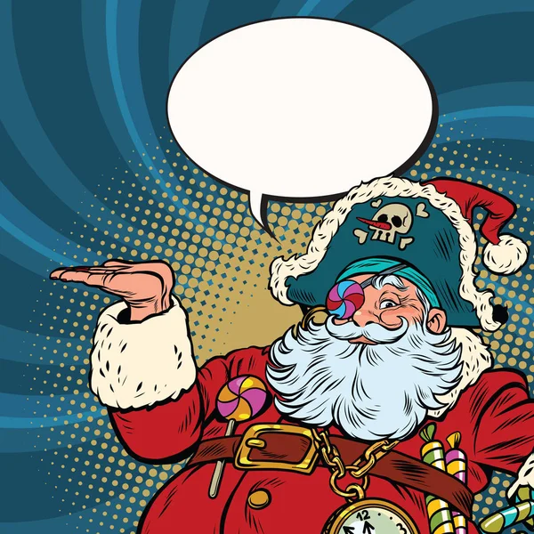 Santa Claus pirat prezentacji gest — Wektor stockowy