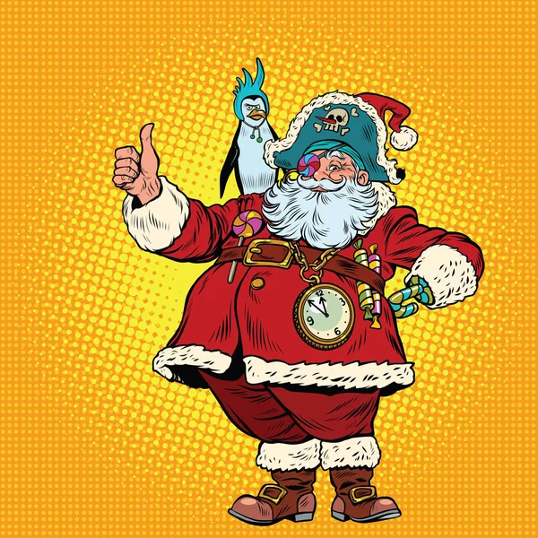 Santa Claus pirát palec nahoru — Stockový vektor
