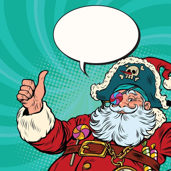 Santa Claus pirata desea feliz Navidad — Archivo Imágenes Vectoriales