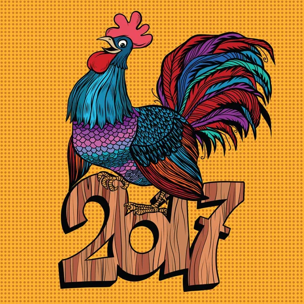 Güzel horoz 2017 yeni yıl — Stok Vektör
