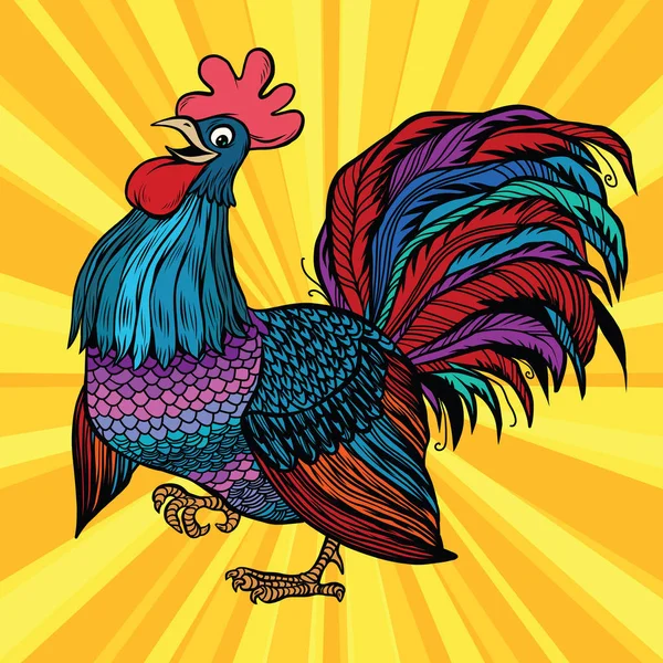 Farm bird beautiful cock — Stockový vektor