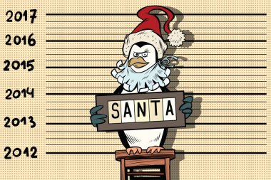 Penguen bir Noel Baba kıyafeti için yeni yıl ve Noel tutuklandı