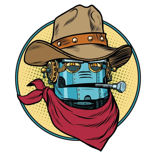 Robot cowboy West wild world — Stock Vector