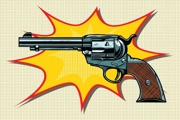 Pop art retro revolver - Stok Vektor