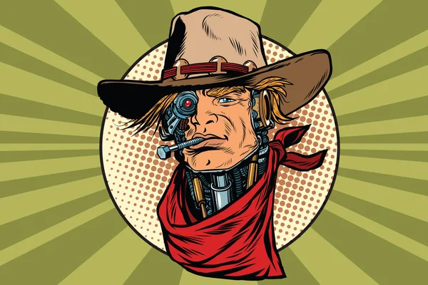 Salvaje oeste bandido robot steampunk — Vector de stock