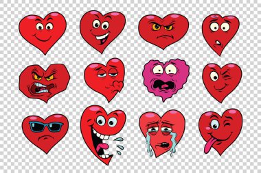 Kırmızı kalp Valentine karakter kümesi