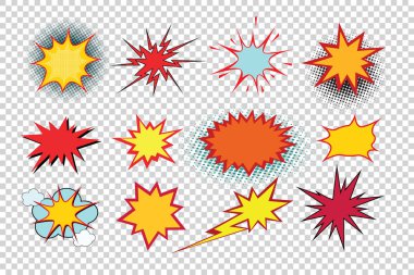 İzole karikatür patlama pop sanat seti