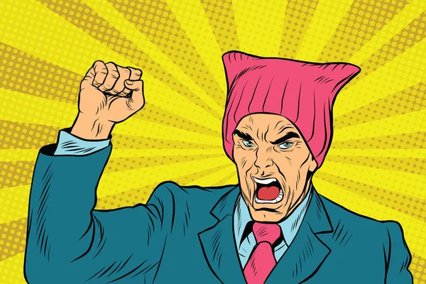 Angry rétro politicien féministe — Image vectorielle