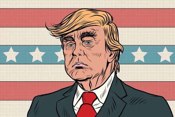 Donald Trump President of the United States cartoon pop art retr — Stock Vector