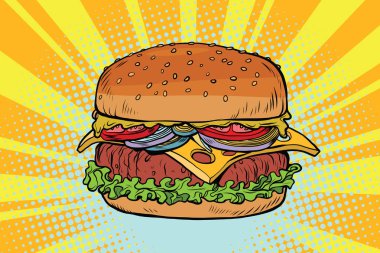 Retro sulu lezzetli Burger et ve salata