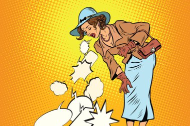 Güzel bir retro kadın inceleme komik kabarcık kusma