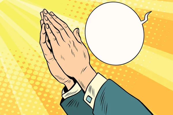 Les hommes mains dans la prière — Image vectorielle
