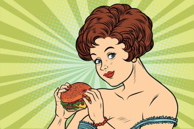 Güzel seksi kadın ve Burger
