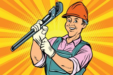 İnşaat işçisi ile ayarlanabilir anahtarı