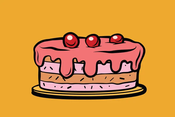 桜のベリーのケーキのイラスト — ストックベクタ