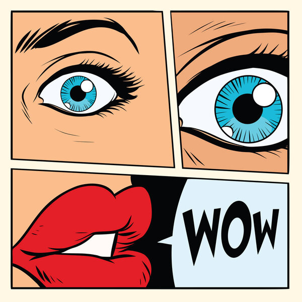 Comic storyboard woman wow surprised