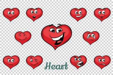 kalp Valentine duygular karakterler koleksiyonu kümesi