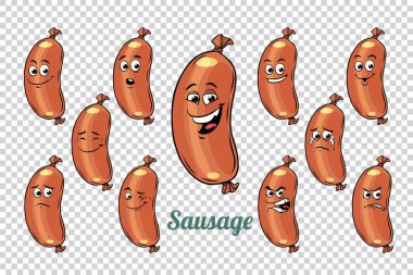 sausage emotions characters collection set clipart