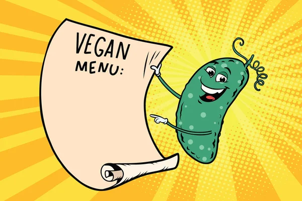 Vegetariánské menu oznamuje okurka — Stockový vektor