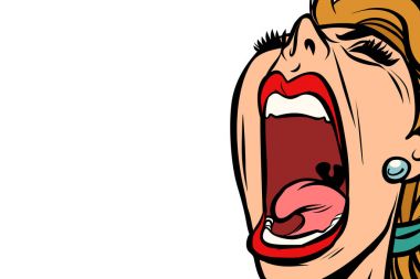 woman screaming, isolated on white background clipart