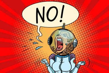 No screaming girl astronaut clipart