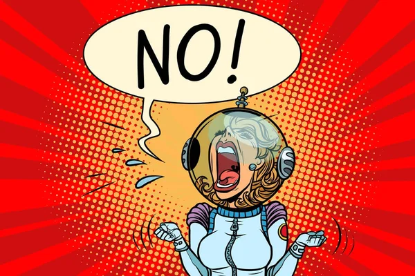 No screaming girl astronaut — Stock Vector