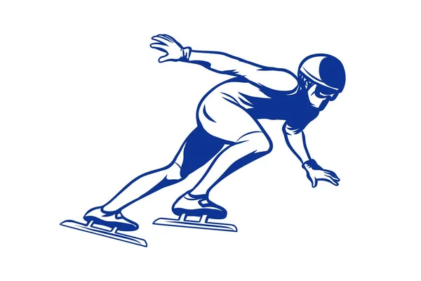 スピード スケート氷の上シルエット スケーター — ストックベクタ