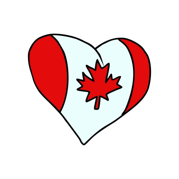 Vlajka Kanada izolované srdce na bílém podkladu — Stockový vektor