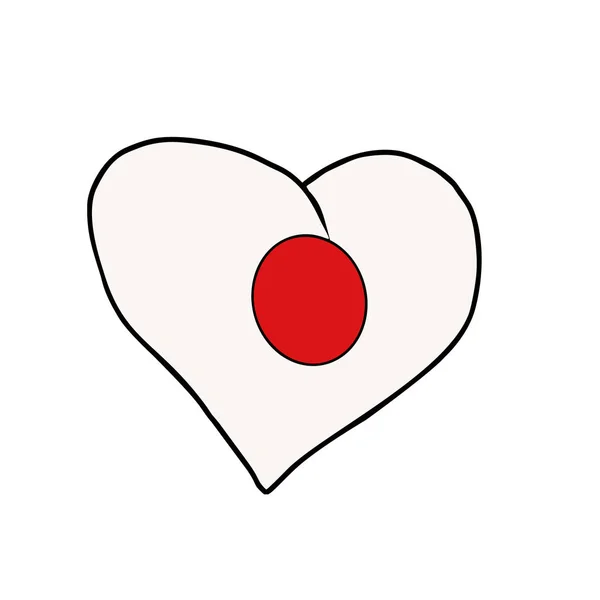Japon drapeau de coeur isolé sur fond blanc — Image vectorielle