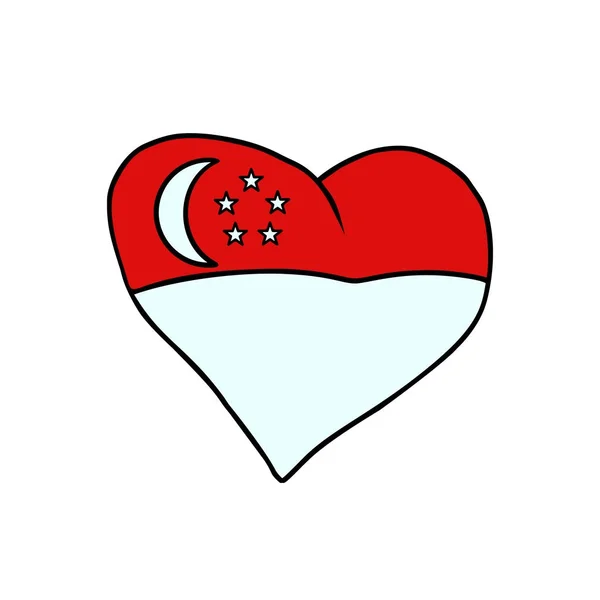 Singapura isolado bandeira do coração no fundo branco —  Vetores de Stock