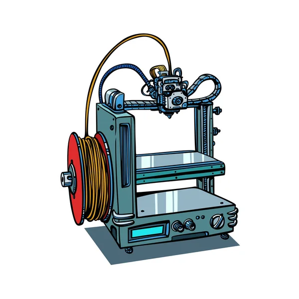 Fabrication d'imprimantes 3D isolées sur fond blanc — Image vectorielle