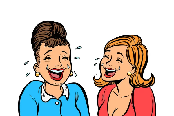 Vrolijke vriendinnen vrouwen lach isoleren op witte achtergrond — Stockvector