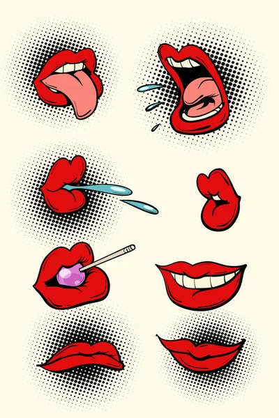 Conjunto de labios femeninos — Archivo Imágenes Vectoriales