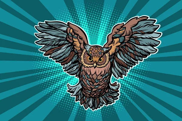 Όμορφη ρεαλιστική αναπαράσταση της owl σε πτήση — Διανυσματικό Αρχείο