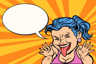 genç kadın gösteren dil komik