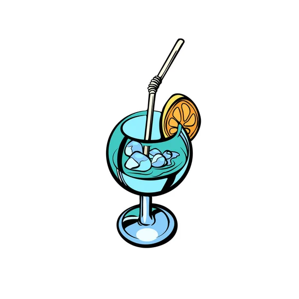 Стакан коктейля со льдом и лимоном — стоковый вектор