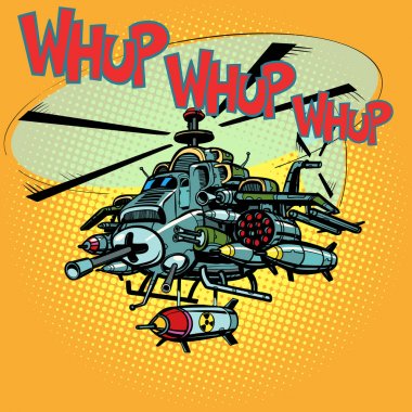 assault military helicopter with missiles clipart