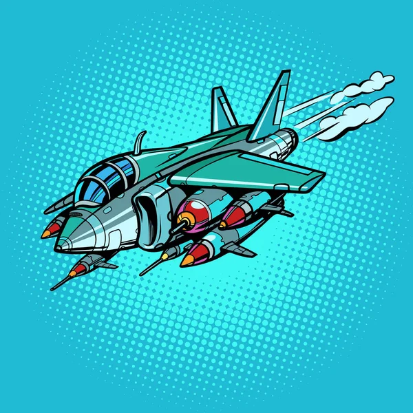 Avions d'assaut militaires avec bombes et missiles — Image vectorielle