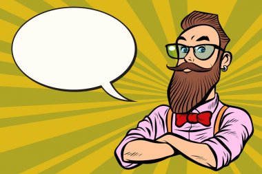 Gözlüklü emin şık sakallı hippi