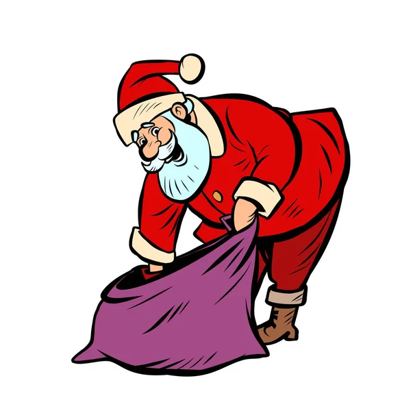 산타 클로스 성탄절에 선물 가방 — 스톡 벡터