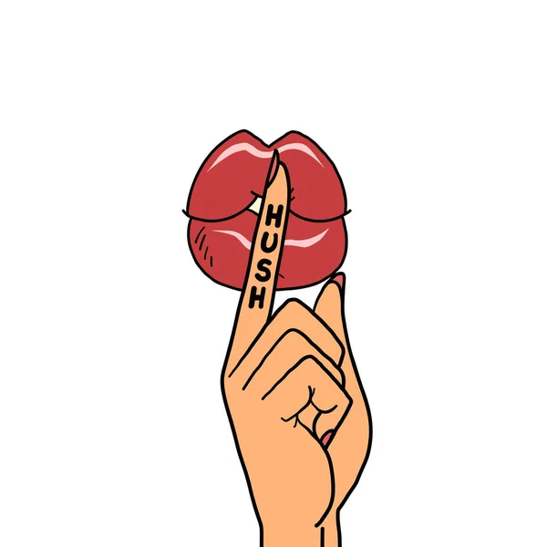 Lèvres silence doigt geste — Image vectorielle