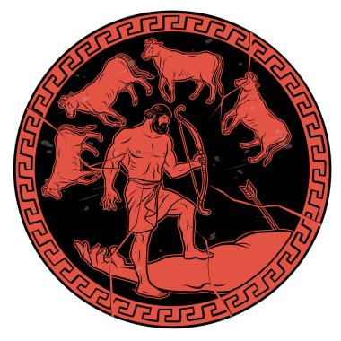 Canavar Geryon 'un sığırlarını ele geçirin. Herkül Herkül 'ün 12 Görevi