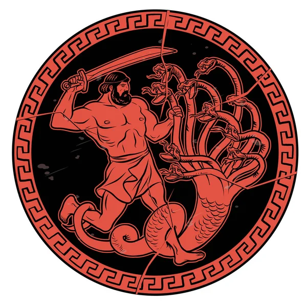 Lernaean Hydra. 12 Labours of Hercules Heracles — ストックベクタ