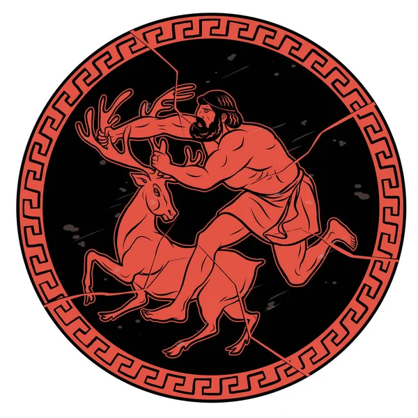 Ceryneian Hind. 12 Herkules Herakles arbete — Stock vektor