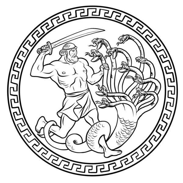 Lernaean Hydra. 12 Labours of Hercules Heracles — Stock Vector