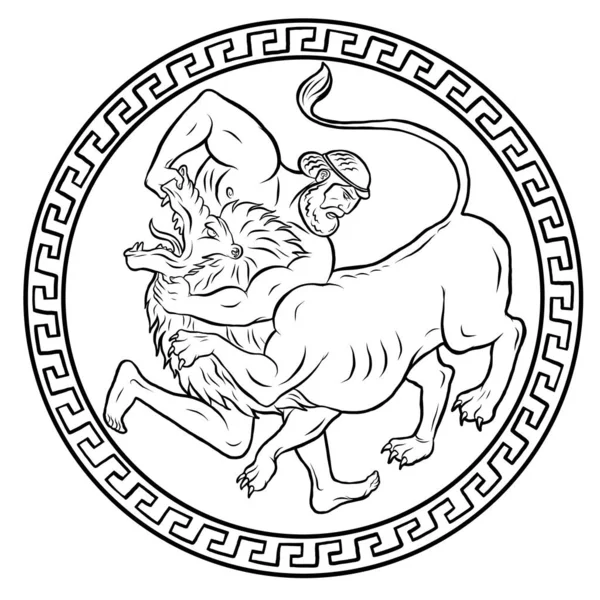 Nemejský lev. 12 Práce Herkula Heraklese — Stockový vektor