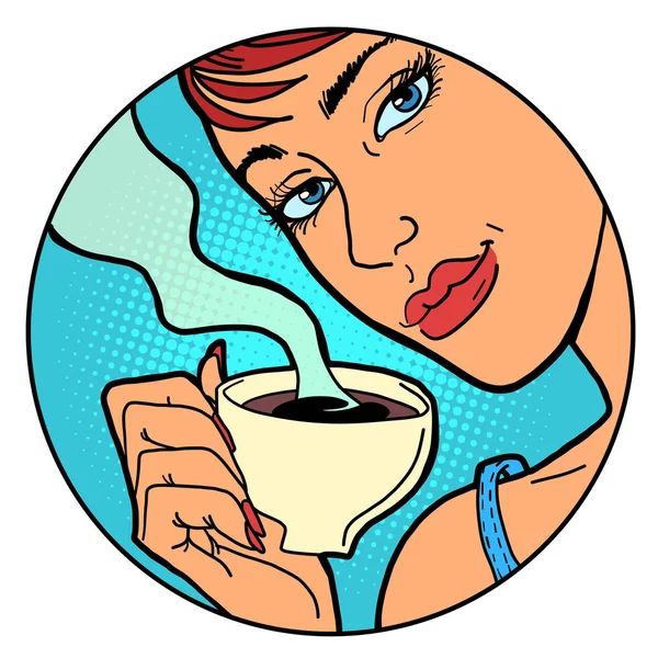 Femme avec une tasse de café ou de thé du matin — Image vectorielle