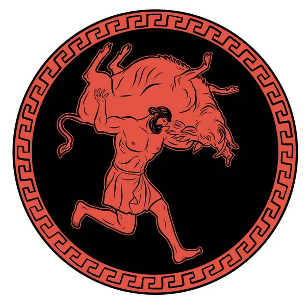 Erymanthian Boar. 12 Labores de Hércules Heracles — Archivo Imágenes Vectoriales