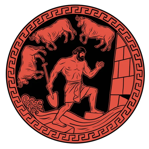 Reinig de stallen in één dag. 12 Arbeid van Hercules Heracles — Stockvector